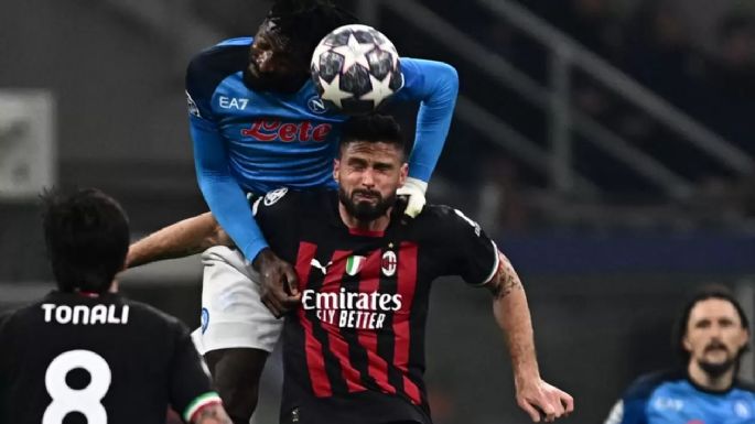 Con un tanto de Olivier Giroud: Milan le ganó al Napoli y avanzó a las semifinales de la Champions